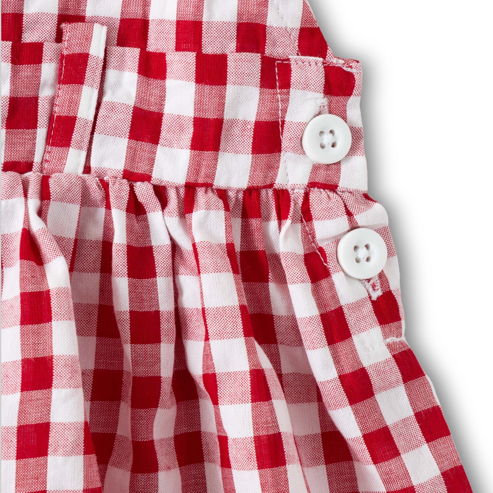 Red Gingham Heart Applique Overalls Dress & Tee Set