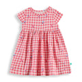 Gingham Floral Ruffle Cap Sleeve Baby Dress