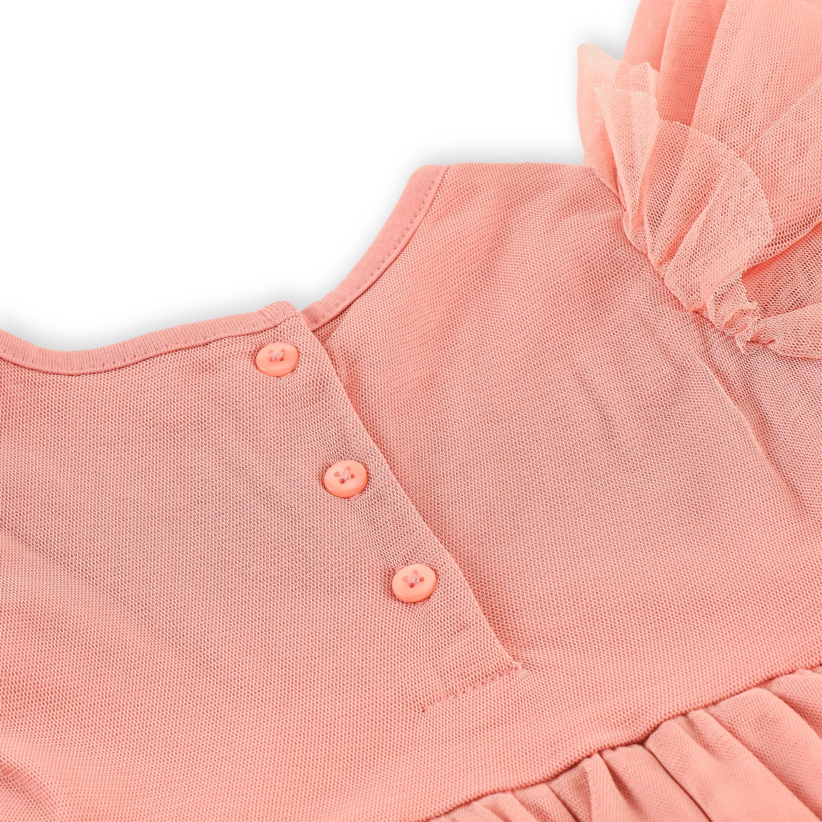 Rose Gold Sequin Tulle Layered Party Dress With Ruffle Sleeves