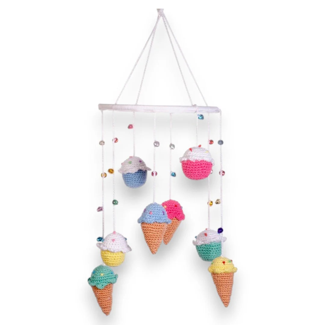 Amigurumi Dessertland Mobile – Handcrafted Crochet Sweet Treats Décor