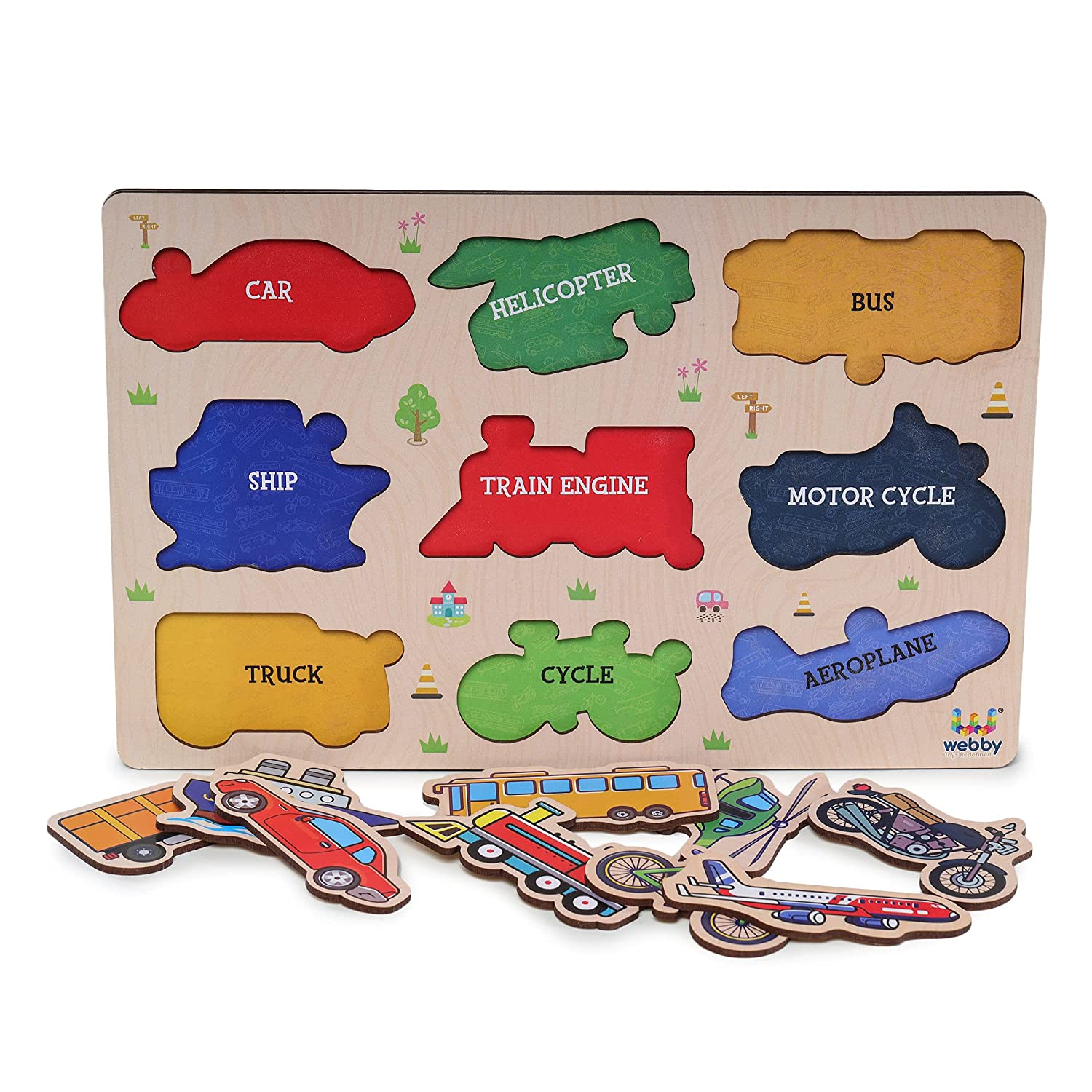 Webby Transport Wooden Puzzle Baby Puzzle Toys