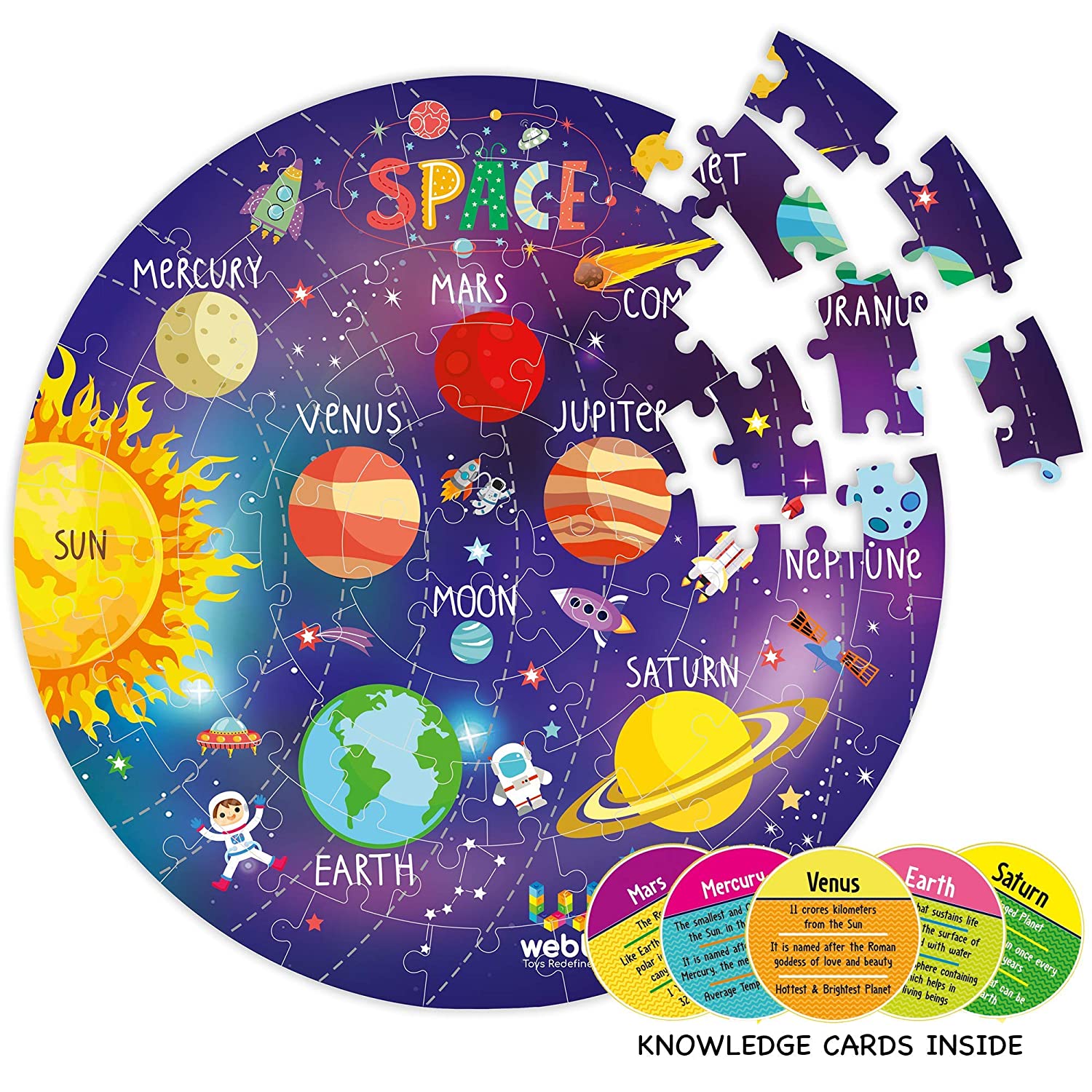 Webby Amazing Outer Space Solar System 60 Pieces Jigsaw Puzzle