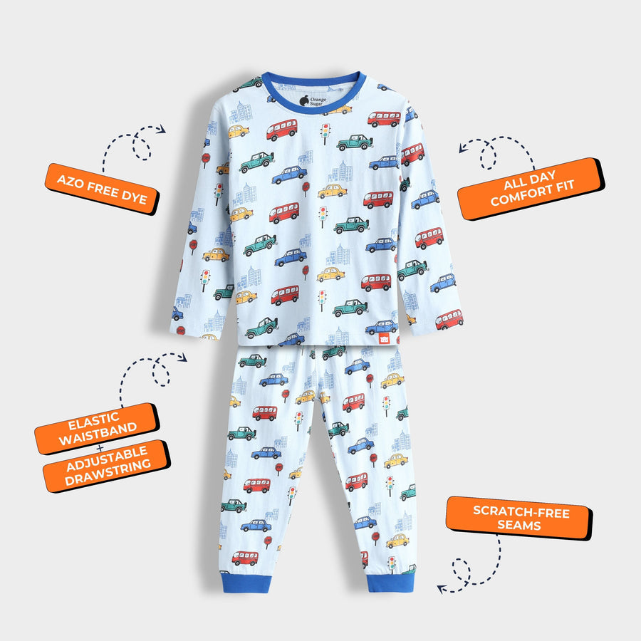 Unisex Multicolour Playful Signals Print Cotton Full Sleeves Co-Ord Set