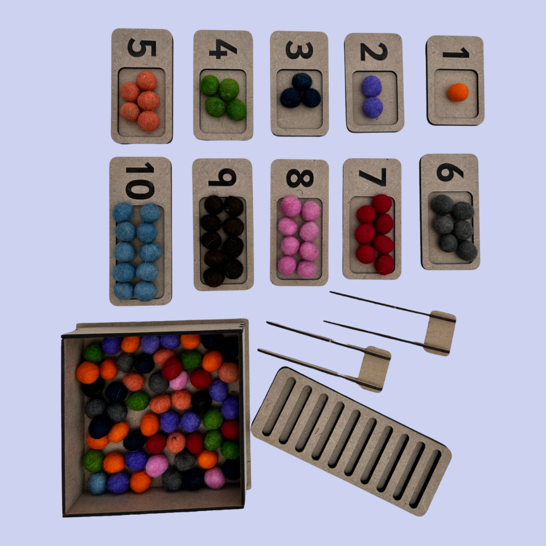 1-10 Counting Tray With 60 Woolen Beads