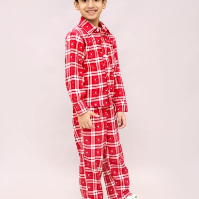 Red & White Heart Check Cord Set