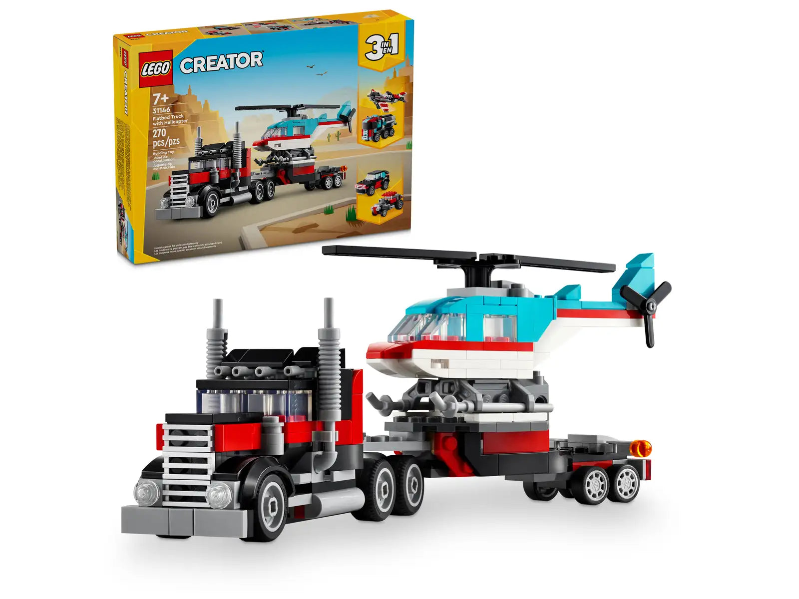 Lego Flatbed Truck with Helicopter