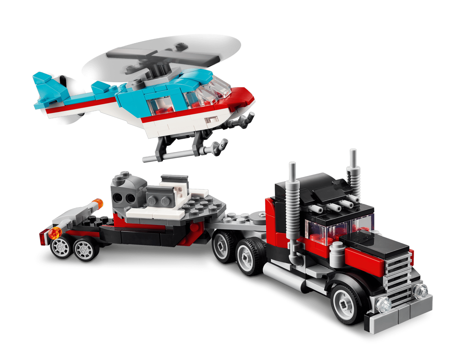 Lego Flatbed Truck with Helicopter