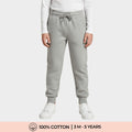 Grey Solid Cotton Interlock Joggers