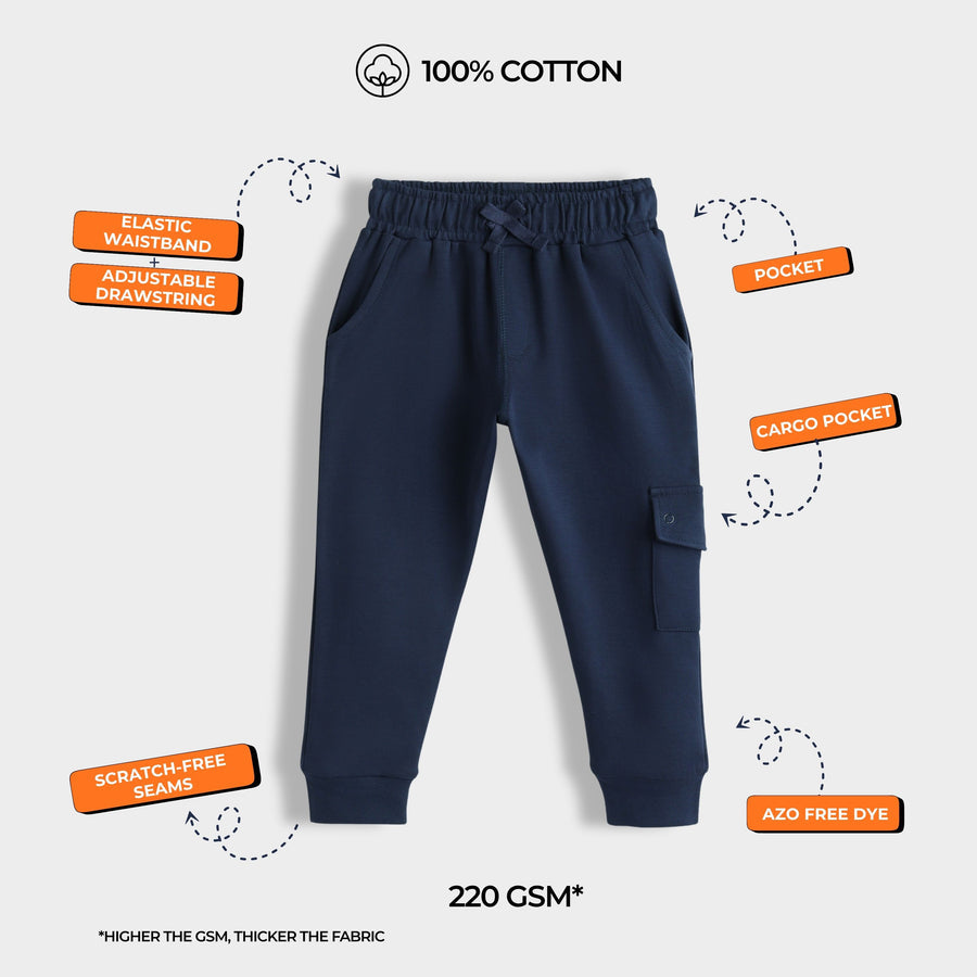 Royal Blue Solid Cotton Interlock Joggers