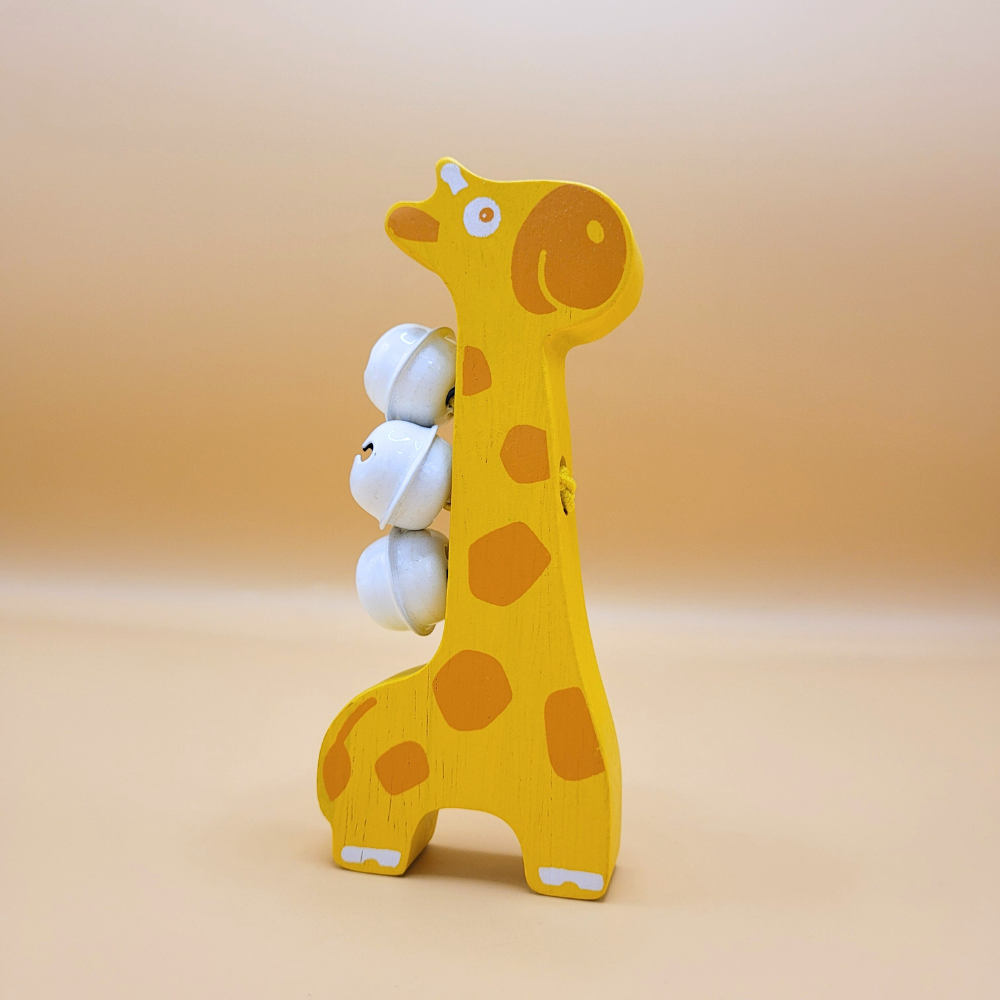 Wooden Toy For Kids: Bell Giraffe Small Indoor Toy Made in Thailand