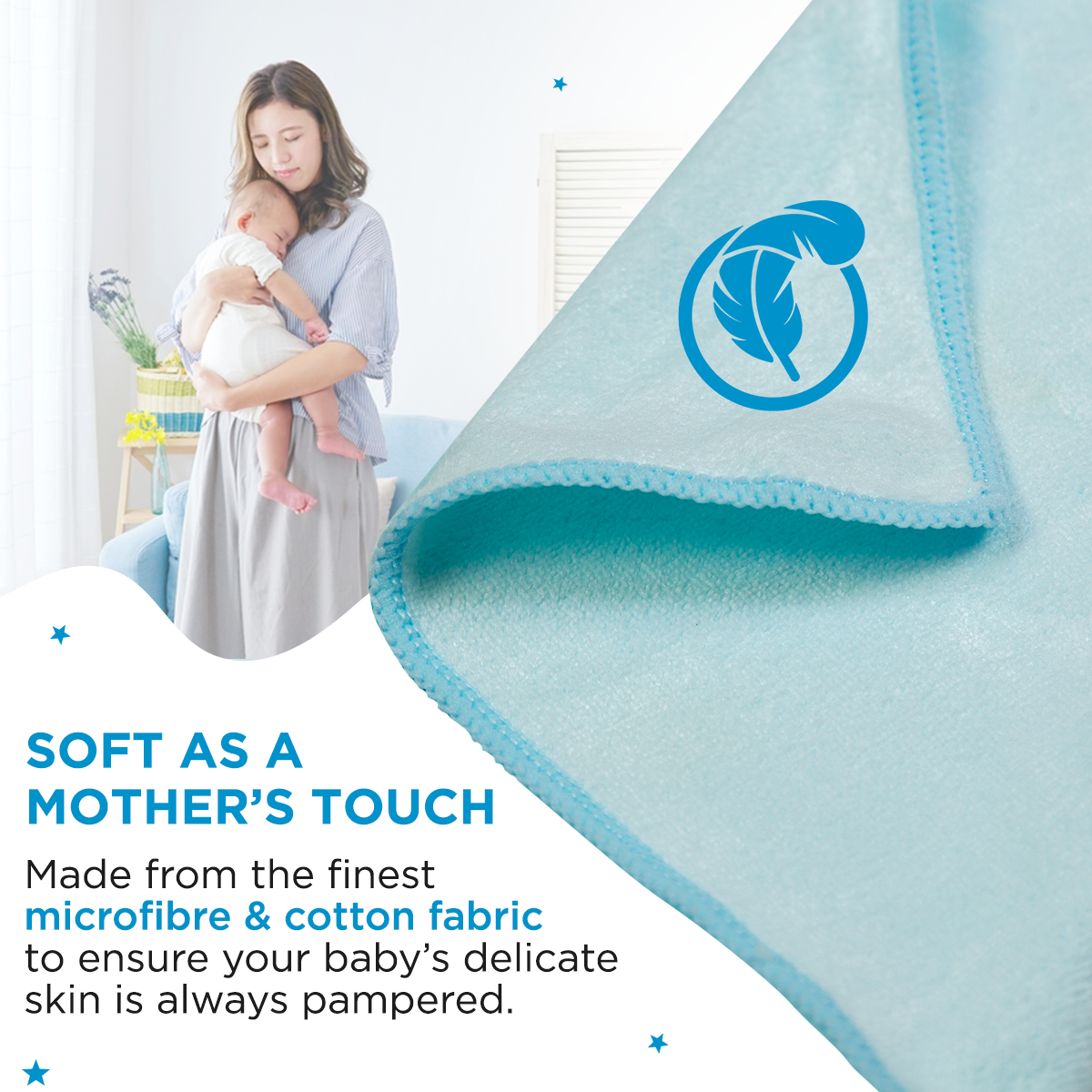 Mee Mee Micro Fiber Baby Bath Towel for New Born | Wash Cloth, Quick Absorbent, Extra Soft Cotton Towels for Kids/Toddlers/Infants/Babies, Pack of 1(Blue)