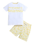 White & Yellow Boys Half Sleeves T-Shirt & Short Set