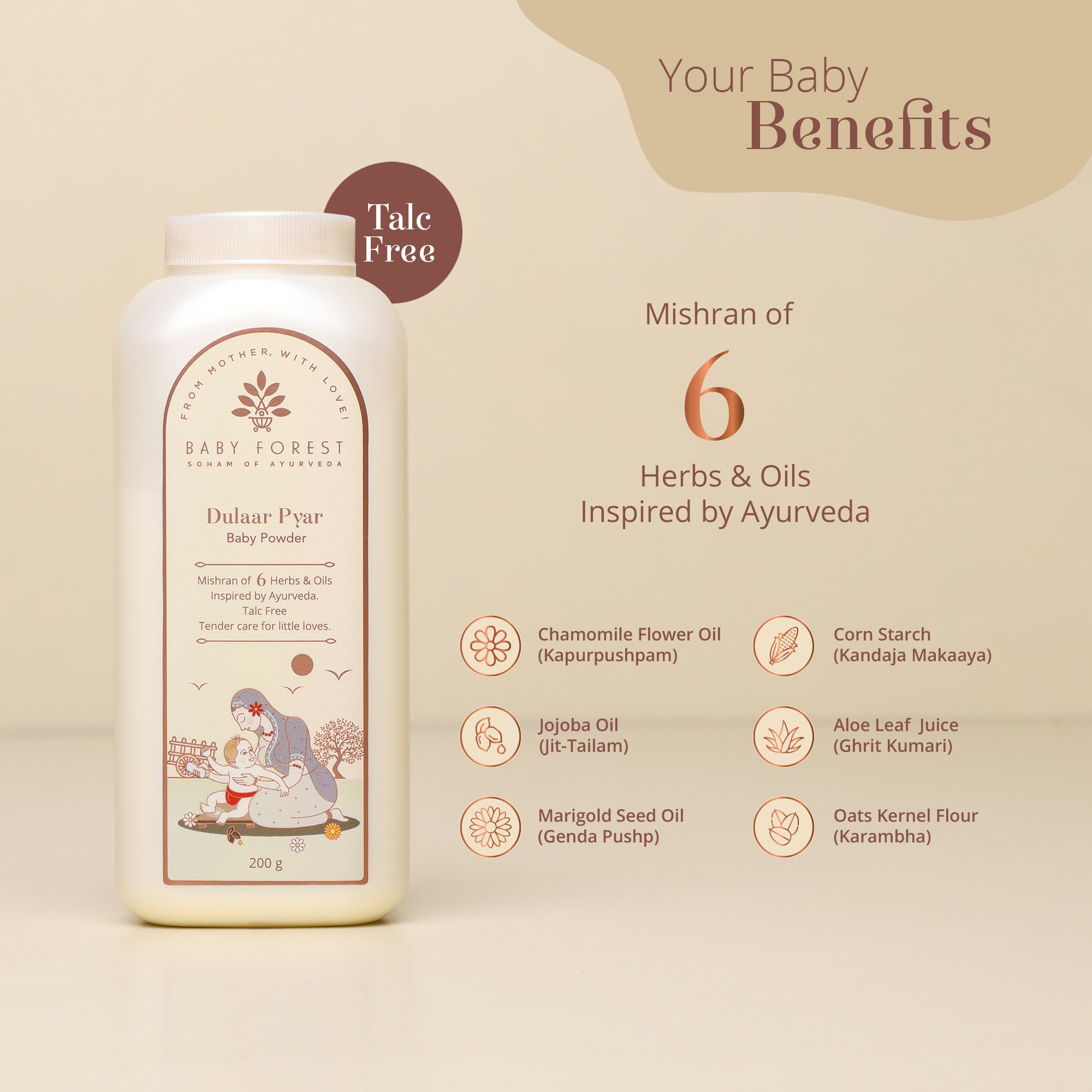 Baby Forest Dulaar Pyar Talc Free Baby Powder 200G