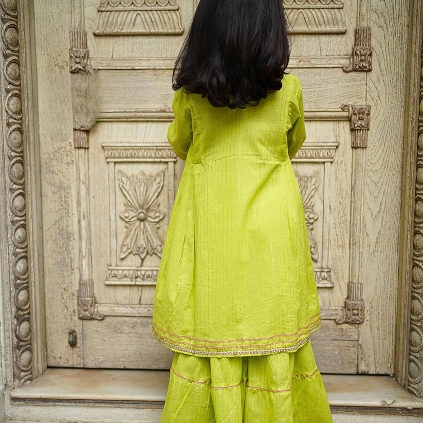 Green Cotton Sharara Set