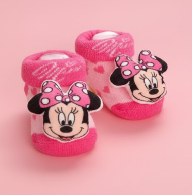 Minnie Mouse Plush Baby Booties – Pink Edition