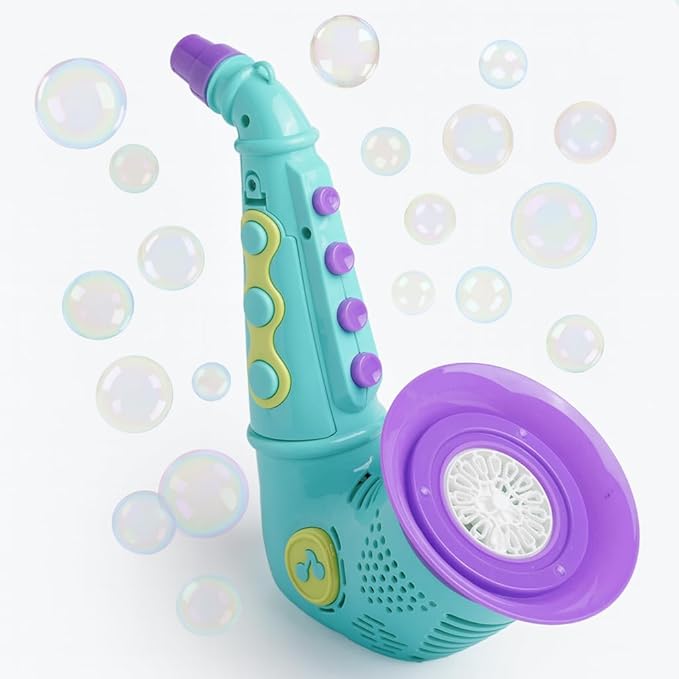 Bubble Maker Machine with LED Light and Bubble Solution | Automatic Bubble Gun Produces 5000+ Bubbles Per Minute | Fun Outdoor Bubble Toy for Kids, Parties, Birthdays & Events | Blue