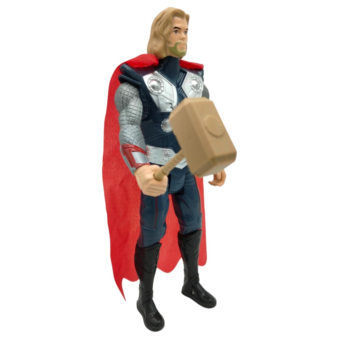 Superhero Warrior Action Figure with Hammer & Cape – Poseable Toy for Kids