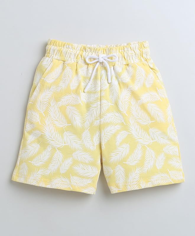 White & Yellow Boys Half Sleeves T-Shirt & Short Set