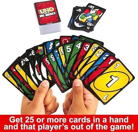 Show ‘Em No Mercy Card Game | Fun Family Party Game for Kids & Adults | Travel-Friendly Deck with Extra Cards, Special Rules & Tough Penalties | Uno Style Game