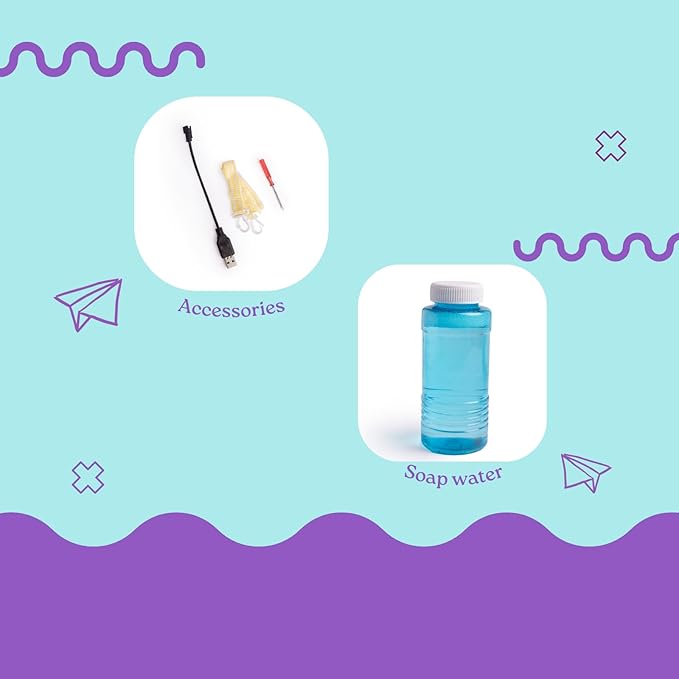 Bubble Maker Machine with LED Light and Bubble Solution | Automatic Bubble Gun Produces 5000+ Bubbles Per Minute | Fun Outdoor Bubble Toy for Kids, Parties, Birthdays & Events | Blue