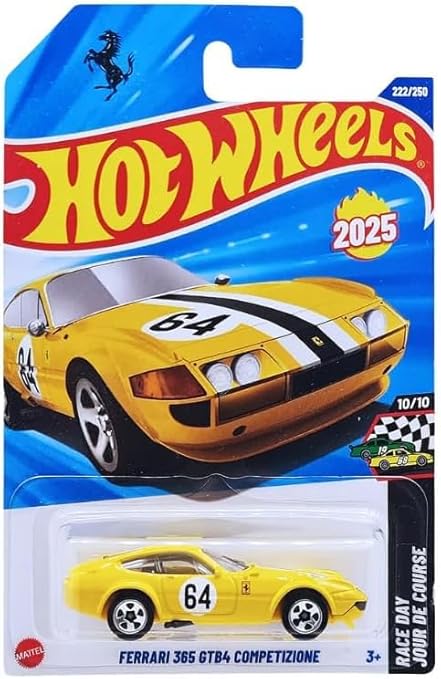 Hot Wheels Ferrari 365 GTB4 Competizione [Yellow] Race Day 10/10, 222/250