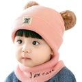 SYGA Baby Knit Hat Scarf Set Toddler Girls Boys Winter Pom Pom Beanie Cap Neck Warmer