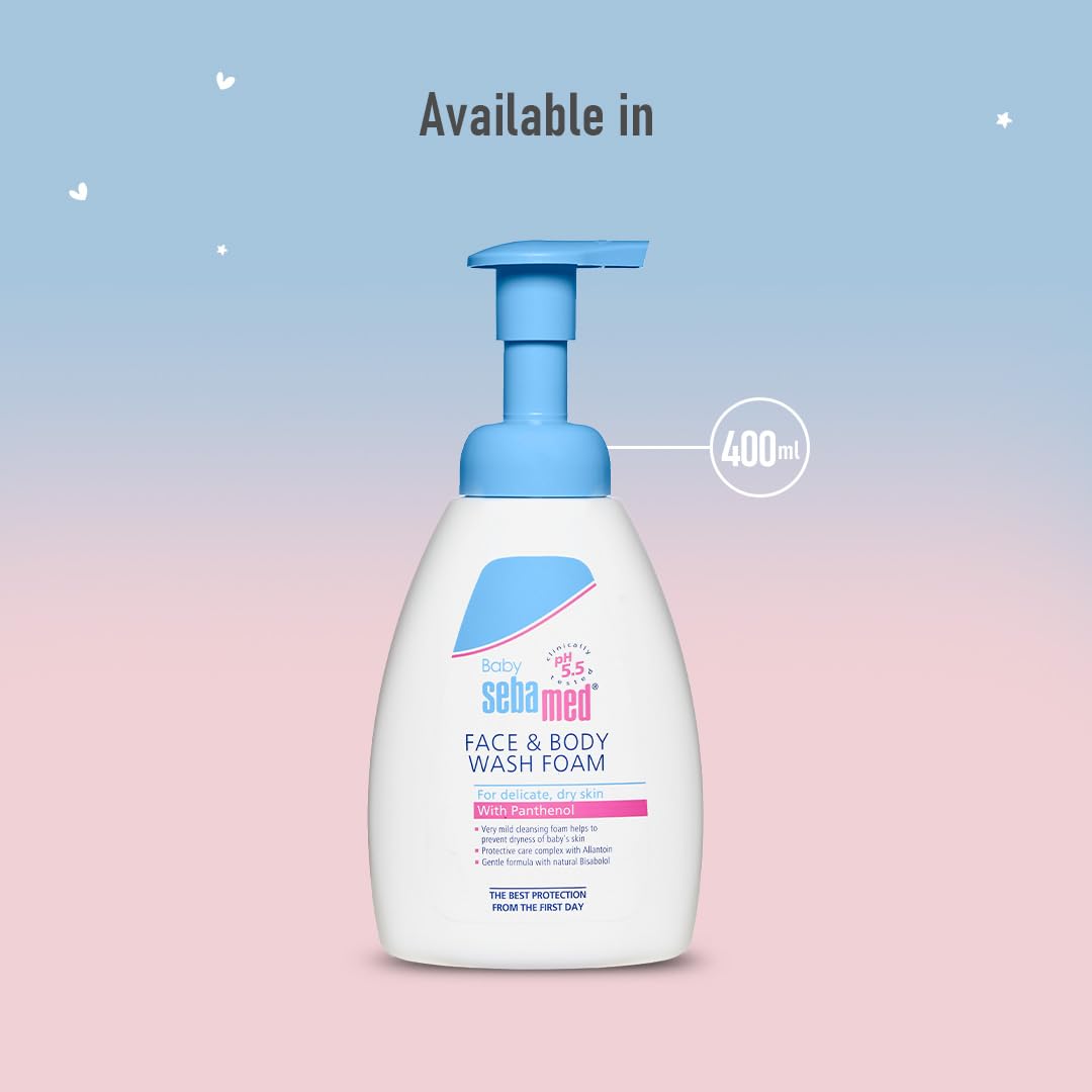 Sebamed Baby Face & Body Wash Foam|Ph 5.5|Ideal For Face & Body|For Delicate, Dry Skin|400Ml
