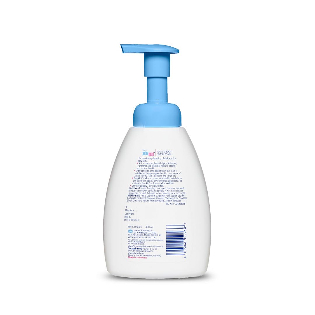 Sebamed Baby Face & Body Wash Foam|Ph 5.5|Ideal For Face & Body|For Delicate, Dry Skin|400Ml