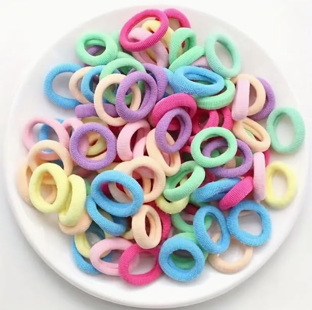 Baby Hair Ties for Girls and Kids Soft Premium Cotton Mini Hair Elastic Rubber Bands Stretchable No Damage Non-Slip Small Ponytail Holder Tiny Hairband