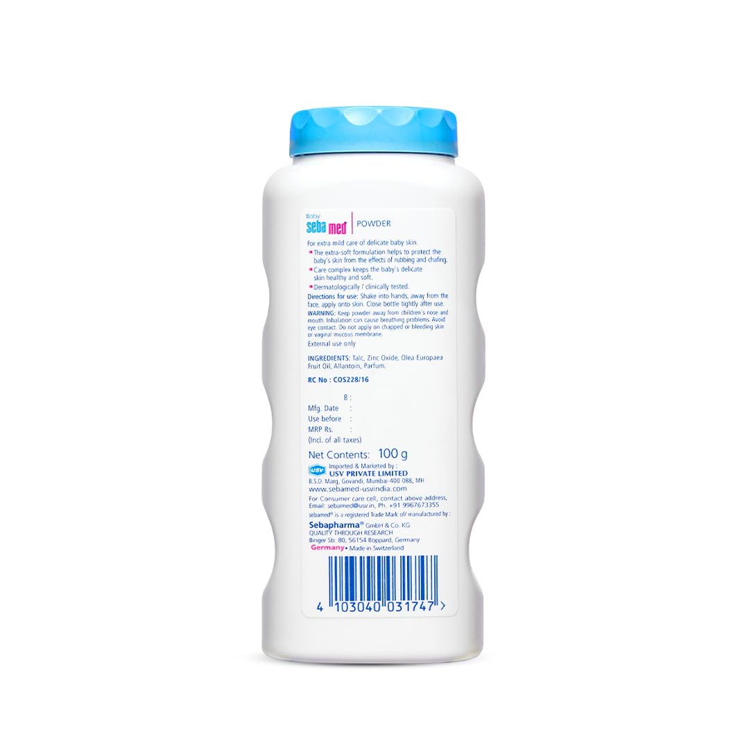 Sebamed Baby Powder 100 Gm | Olive Oil, Allantoin|Keeps Newborn’S Skin Fresh|Absorbs Sweat|