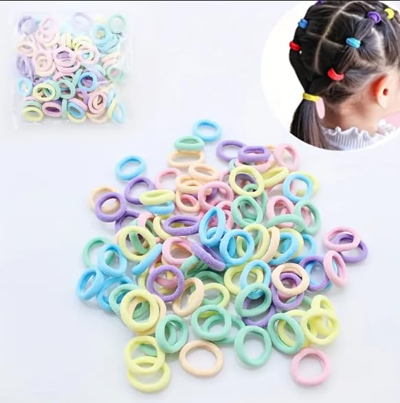 Baby Hair Ties for Girls and Kids Soft Premium Cotton Mini Hair Elastic Rubber Bands Stretchable No Damage Non-Slip Small Ponytail Holder Tiny Hairband