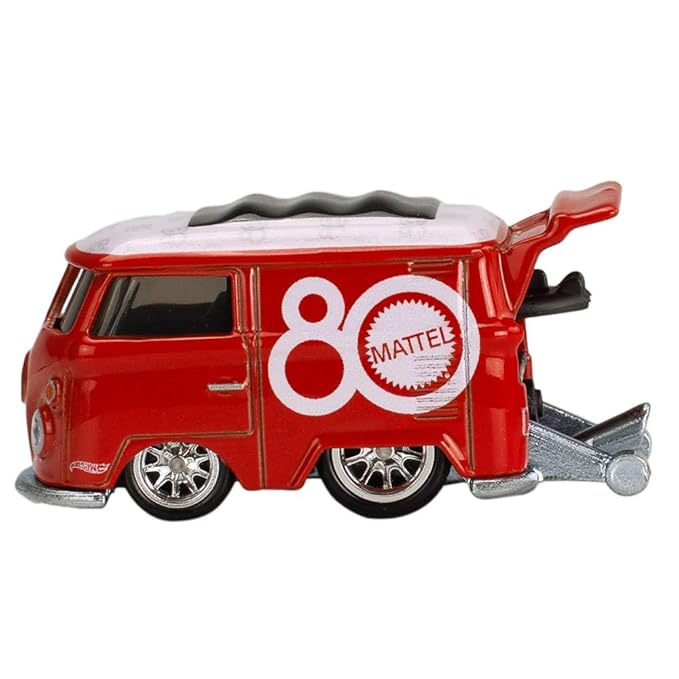 Hot Wheels Toy Van, Premium Mattel 80th Volkswagen Kool Kombi, 1:64 Scale Collectible Vehicle, Real Riders Tires, Metal/Metal Body & Chassis