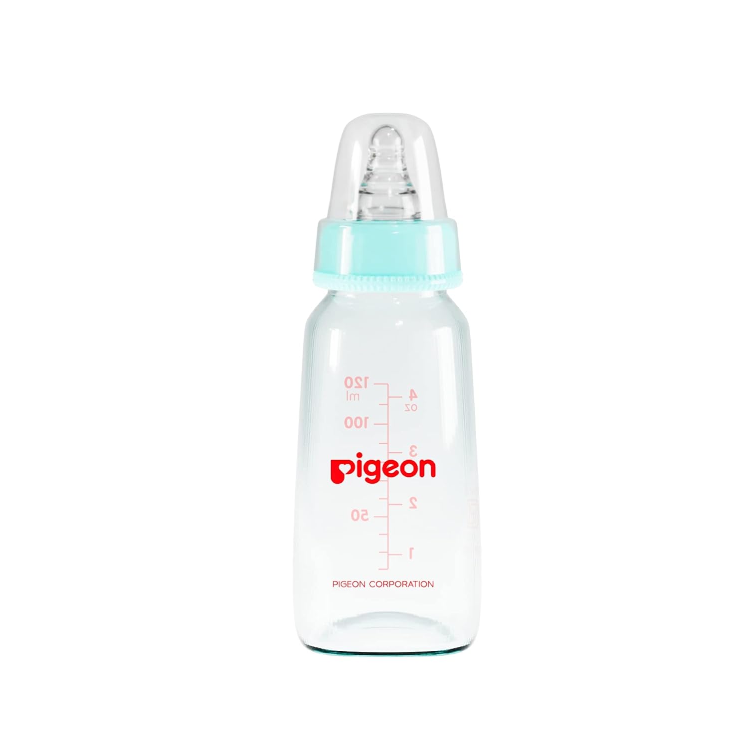 Pigeon Premium Glass Baby Feeding Bottle for New Born | with Added Anti-Colic Nipple | for 0+ Month Babies | BPS Free | BPA Free | Pale Blue Colour| 120 ml