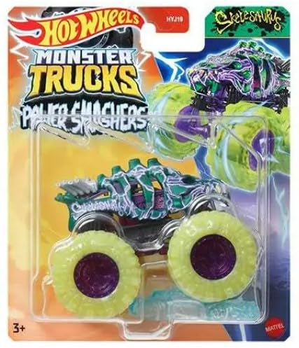 Hot Wheels Monster Trucks New for 2024 1:64 Scale Power Smashers (Skelesaurus 2.0