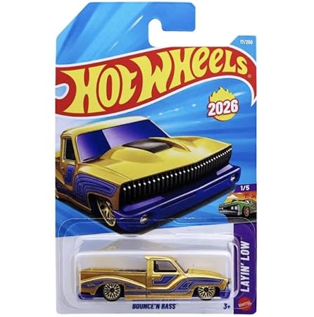 Hot Wheels Bounce 'N Bass [Gold & Purple] Layin' Low 1/5, 17/250, New for 2026! 1:64 Scale Diecast Toy Vehicle