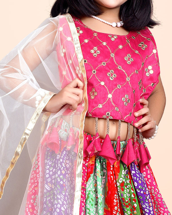 Girls Ethnic Wear Printed Lehenga, Choli and Dupatta Set