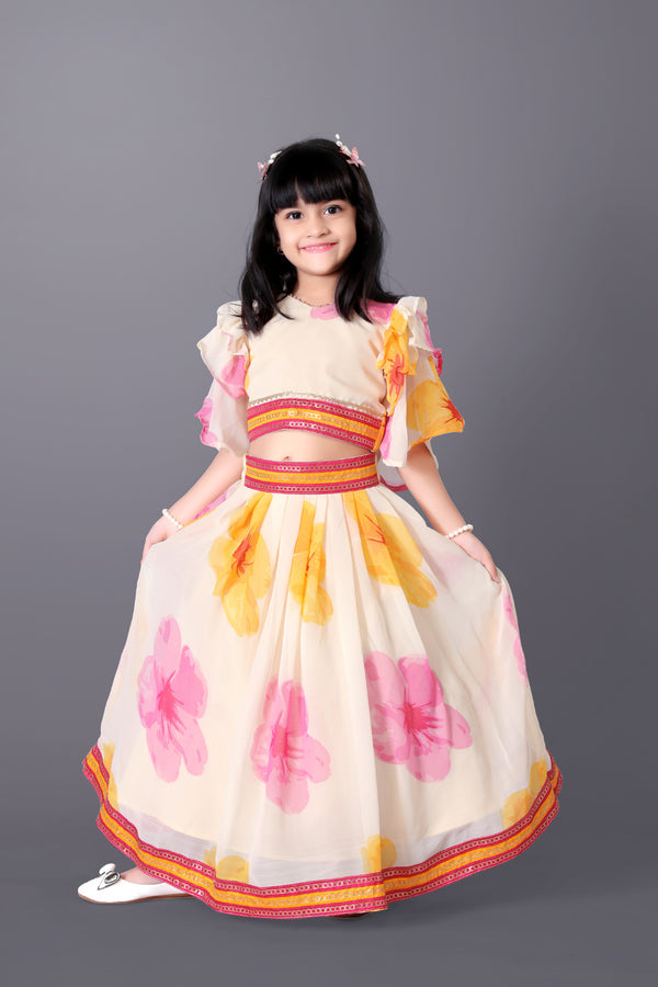 Lehenga Choli Floral Print Party Wear Dress