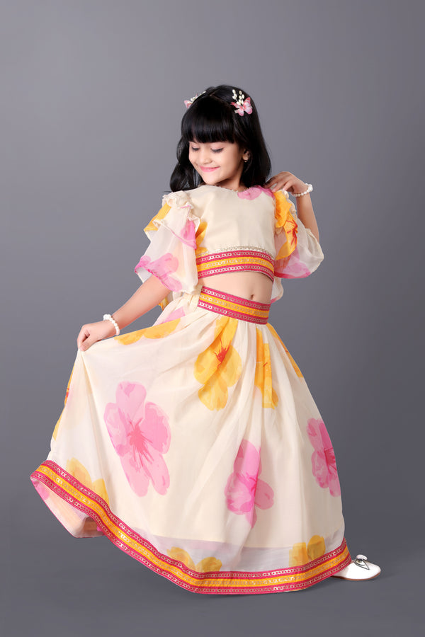 Lehenga Choli Floral Print Party Wear Dress