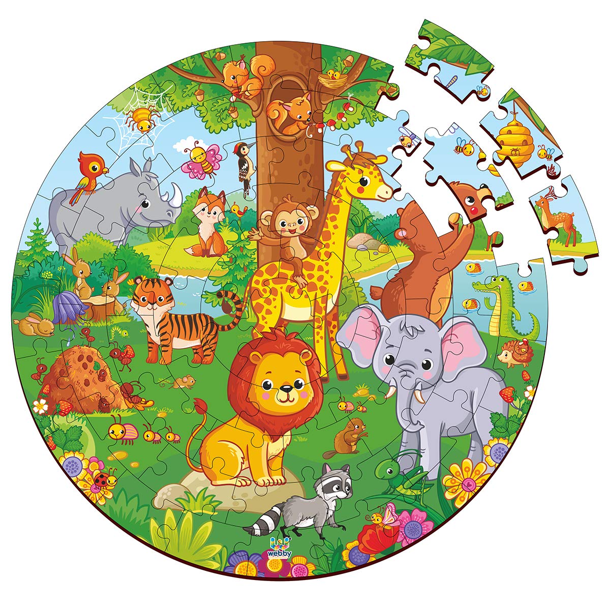Webby Jungle Jigsaw Puzzle for 3 and Above, 60 Piece, Multicolour