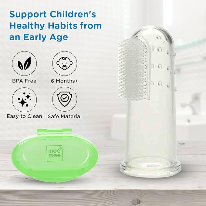 Mee Mee Unique Finger Brush For Baby (Pack Of 2, White)