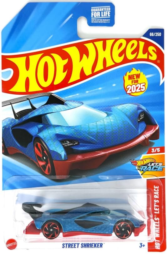 Hot Wheels Street Shrieker [Blue] Let's Race 3/5, New for 2025! 66/250, 1:64 Scale Diecast Toy Vehicle