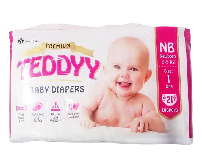 Premium Saifcare Teddy Diapers For Newborns – Ultra-Soft, Leakproof, And Skin-Friendly Protection For Your Baby’S First Days (One Size) (2-5 Kg)NB 21 PC