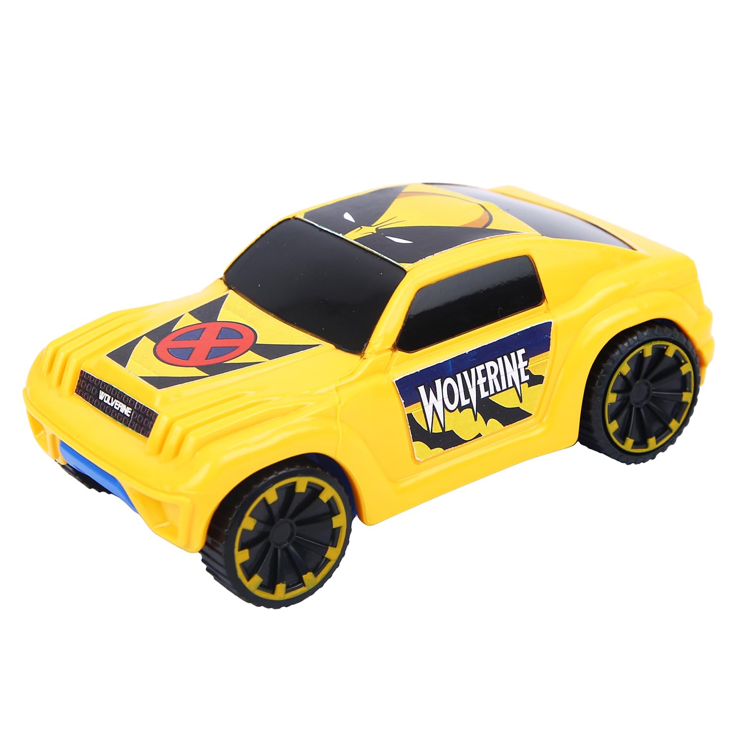 SKOODLE Marvel Pull-Back SUV - Wolverine Edition, Marvel Inspired Toy Bikes with Sturdy and Long-Lasting Construction, Enhances Motor Skills and Fun Vehicle Toy for Gifting - Yellow