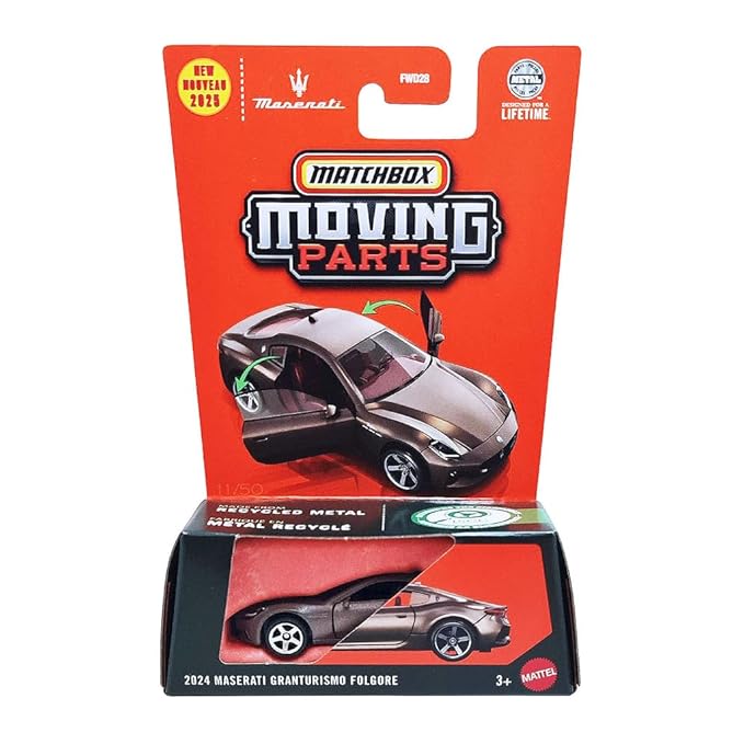 Hot Wheels Match Box Moving Parts 2024 Maserati Granturismo Folgore for 3 Years & Above (Brown)