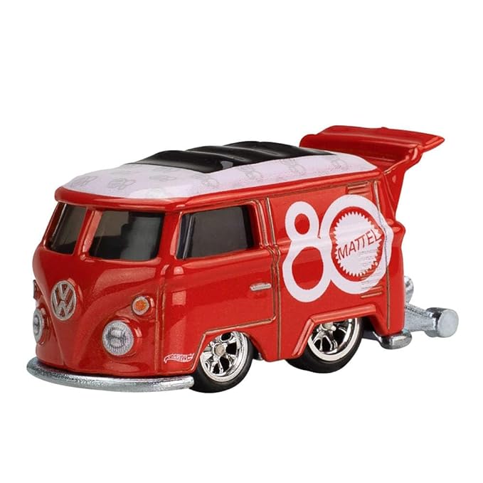 Hot Wheels Toy Van, Premium Mattel 80th Volkswagen Kool Kombi, 1:64 Scale Collectible Vehicle, Real Riders Tires, Metal/Metal Body & Chassis
