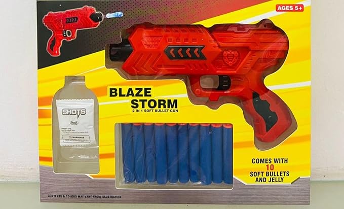 Toy Gun for Kids wih 10 Soft Bullets and Jelly, Toy Gun for Kids Red