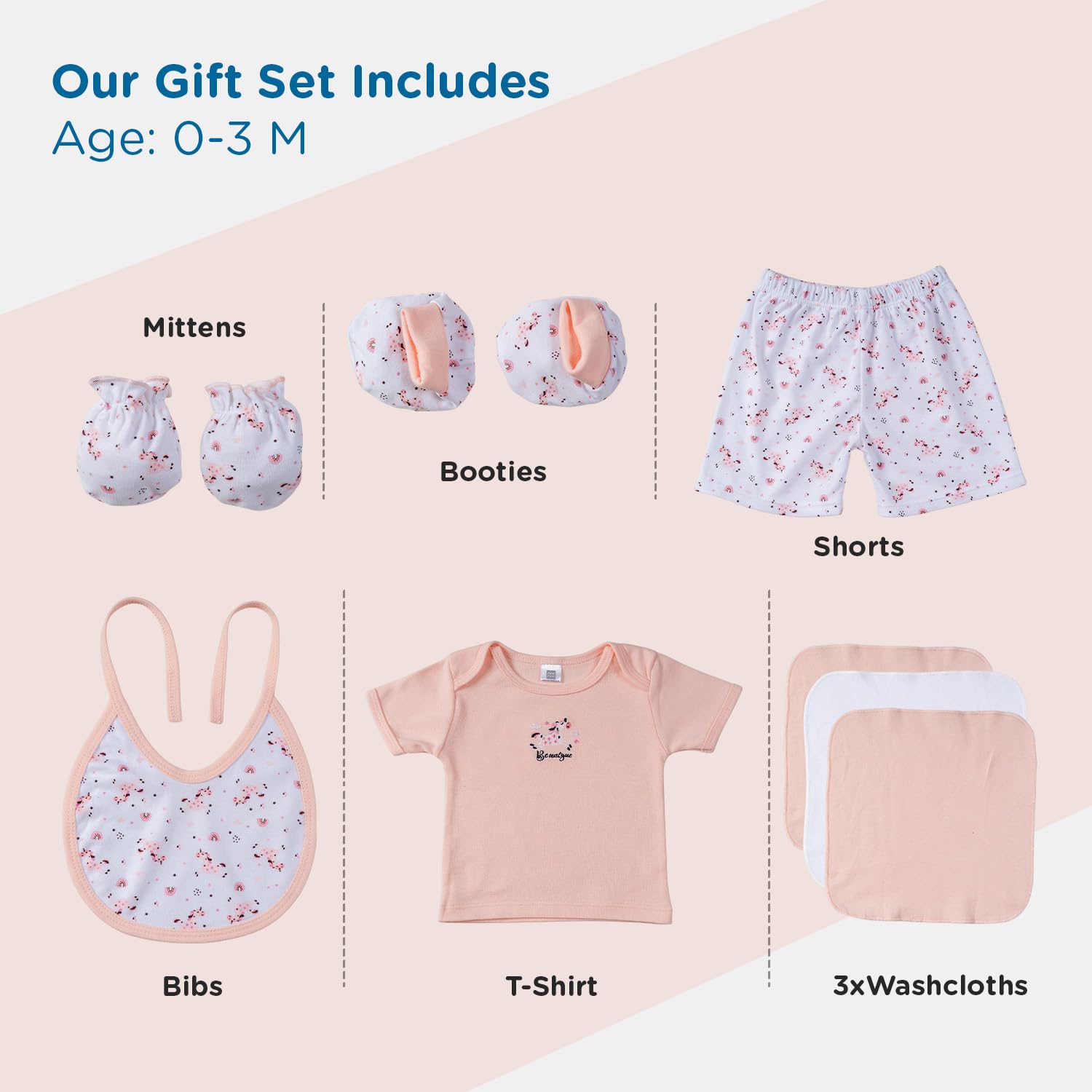 Mee Mee New Born Basket Baby Gift Set | Soft Cotton Clothing Essentials For Infants/Baby Girls, Boys | Baby Shower Clothing Hamper | 8 Pieces | (Square, Cream)