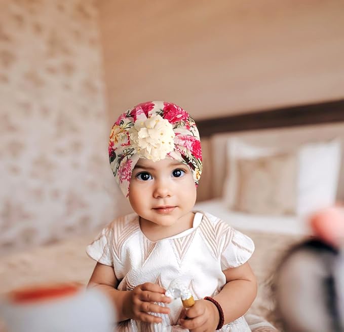 Kid's Cotton Beanie Cap With Big Bow