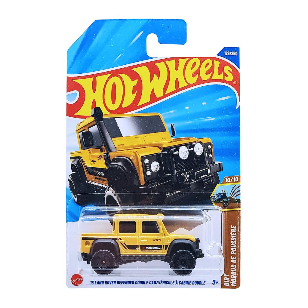 Hot Wheels 1:64 Scale 15 Land Rover Defender Double Cab Dirt Ages 3 Years and Up 179/250 (Yellow)
