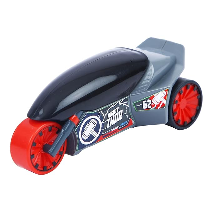 SKOODLE Marvel Pull-Back Rider Bike for Kids - Thor Edition Motorcycles, Marvel Inspired Toy Bikes with Sturdy and Long-Lasting Construction, Enhances Motor Skills and Fun Vehicle Toy for Gift - Grey